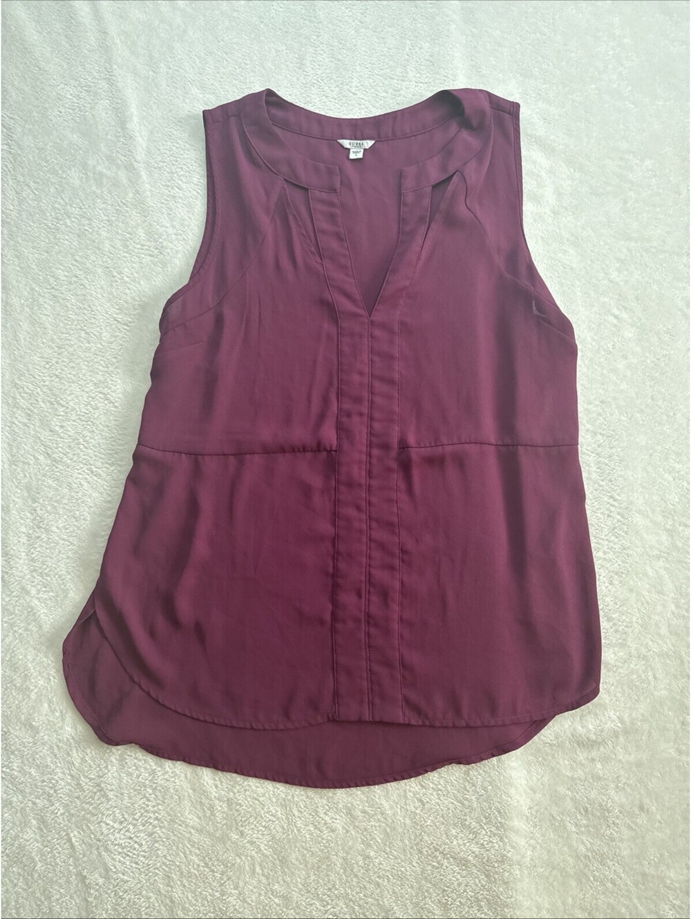 GUESS BLOUSE  Sheer Maroon L (2412) Open Sides